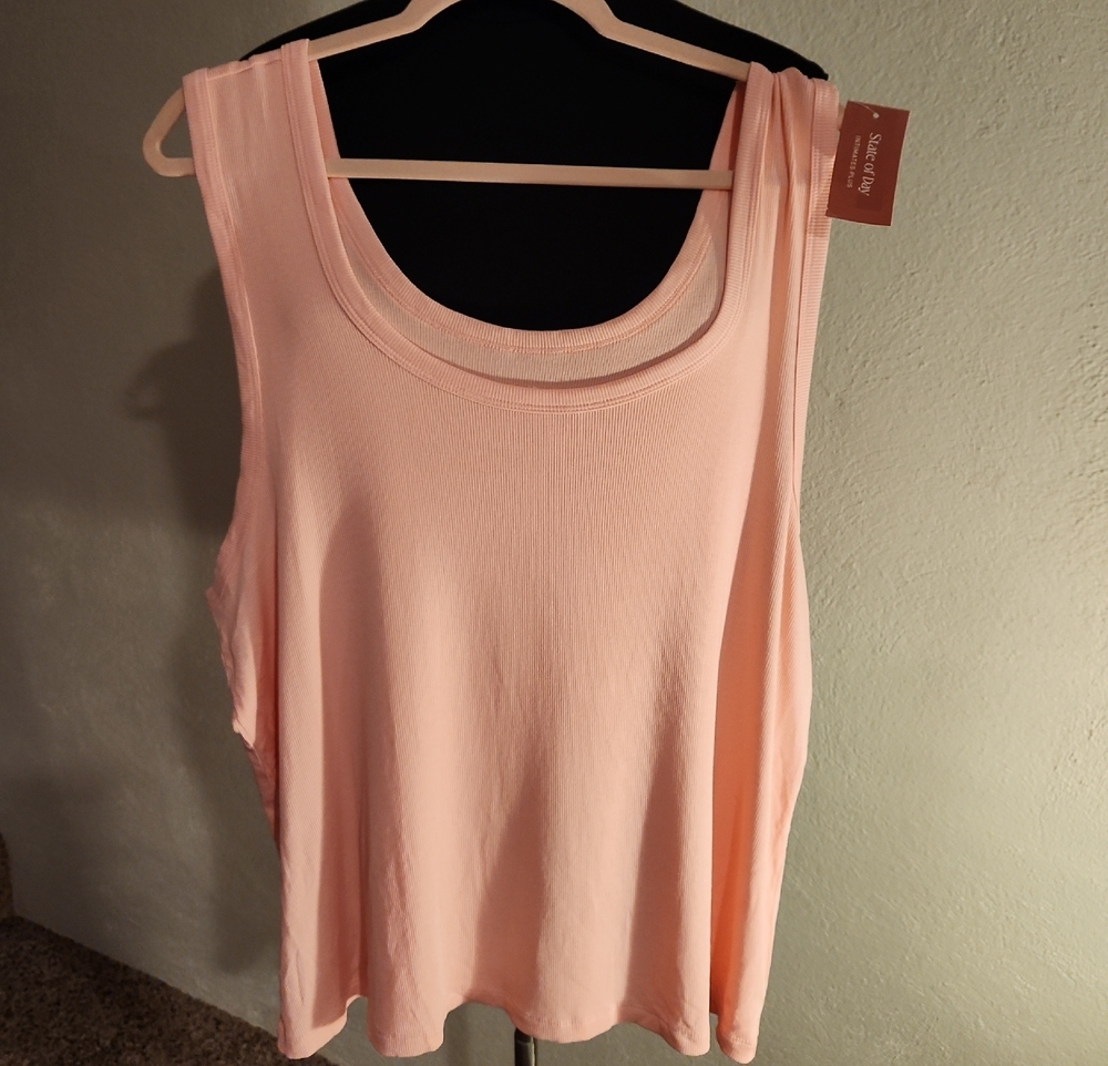 State Of Day Intimates Scoop Neck Tank Top Pink 3X NWT